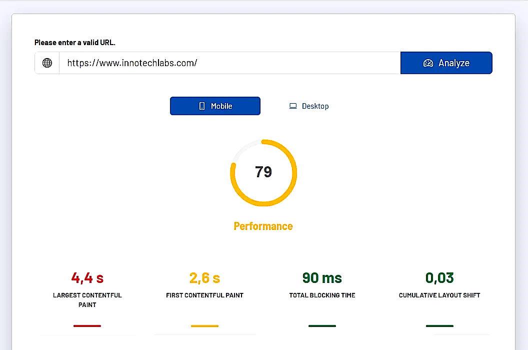 [Placeholder: Screenshot: Mobile and desktop evaluation with core metrics]