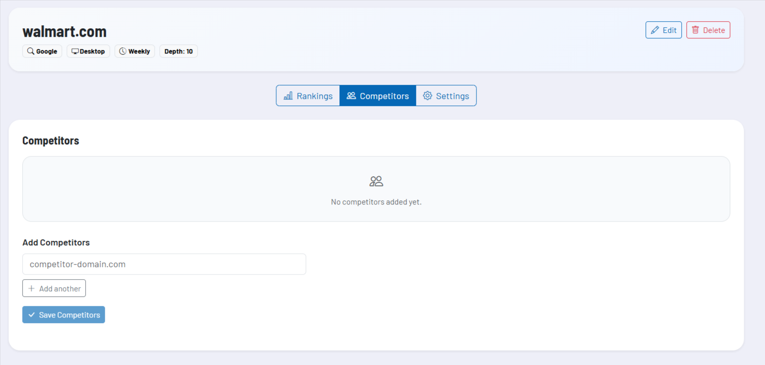 Screenshot: Ranking table with history or competitor tab Screenshot: Ranking table with history or competitor tab