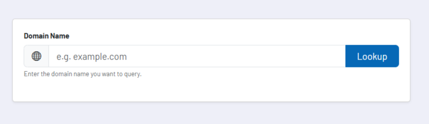 Screenshot: Input for domain or IP and Whois result view